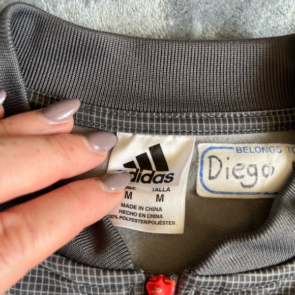 Boys Medium Grey and Orange Adidas Track Jacket - Picture 2 of 4